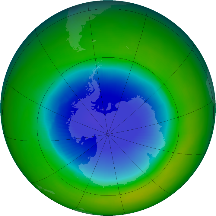 Antarctic ozone map for November 1987